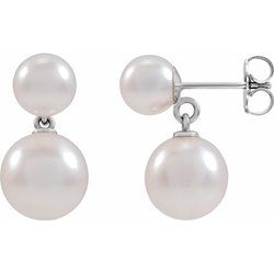 CULTURED WHITE AKOYA PEARL EARRINGS