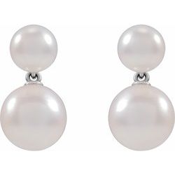 CULTURED WHITE AKOYA PEARL EARRINGS