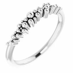 14K STACKABLE SCATTERED BEAD RING - White Gold
