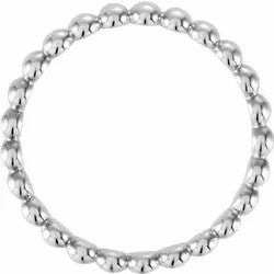 14K BEADED STACKABLE RING - White Gold