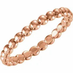 14K BEADED STACKABLE RING - Rose Gold