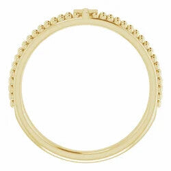 14K MILGRAIN STACKABLE CROSS RING - Yellow Gold