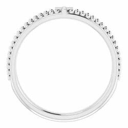 14K MILGRAIN STACKABLE CROSS RING - White Gold