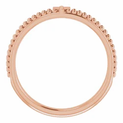 14K MILGRAIN STACKABLE CROSS RING - Rose Gold
