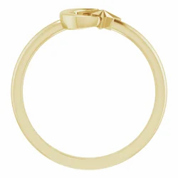 14K CRESCENT MOON & STAR NEGATIVE SPACE RING - Yellow Gold