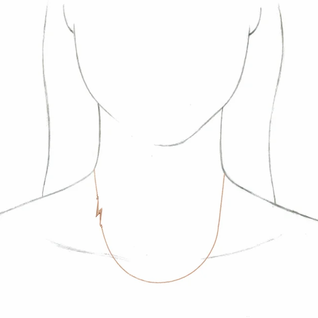 14K LIGHTNING BOLT NECKLACE - Rose Gold