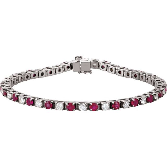 2 ⅓ CTW DIAMOND & RUBY TENNIS BRACELET - White Gold