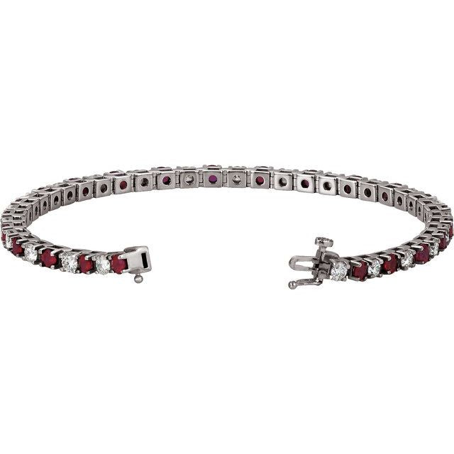 2 ⅓ CTW DIAMOND & RUBY TENNIS BRACELET - White Gold