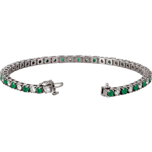 2 ⅓ CTW DIAMOND & EMERALD TENNIS BRACELET - White Gold