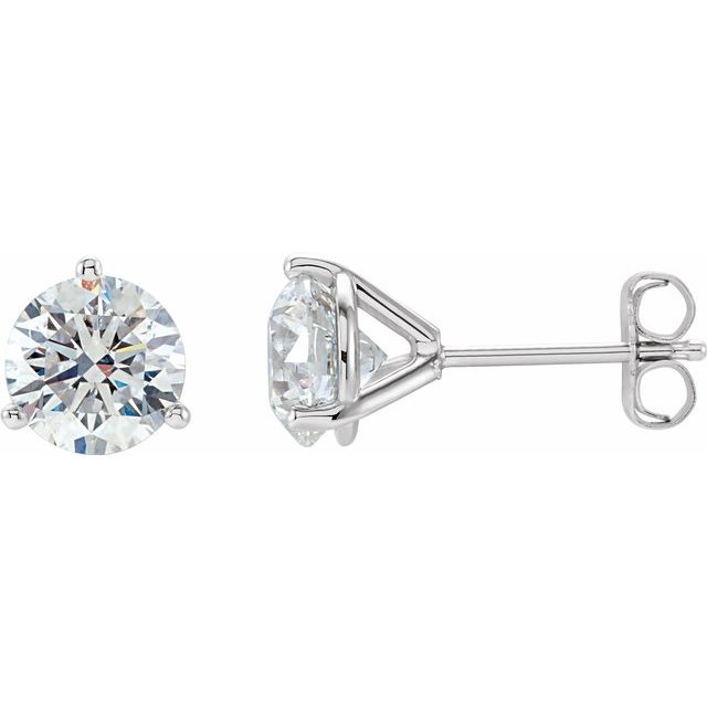 DIAMOND STUDS 3-PRONG MARTINI GLASS SETTING - 14K White Gold