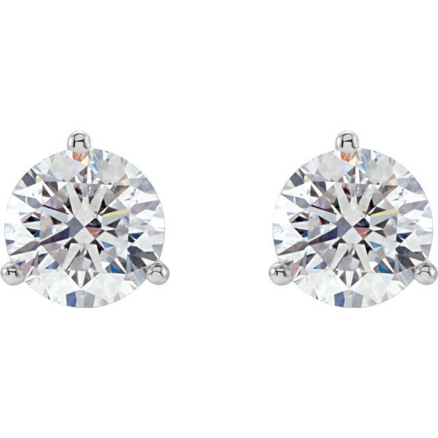 DIAMOND STUDS 3-PRONG MARTINI GLASS SETTING - 14K White Gold