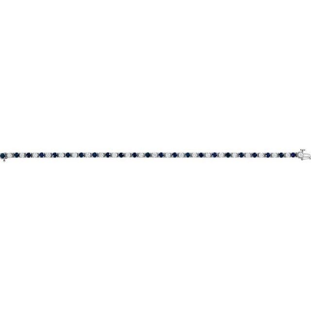 2 ⅜ CTW DIAMOND & BLUE SAPPHIRE TENNIS BRACELET - White Gold