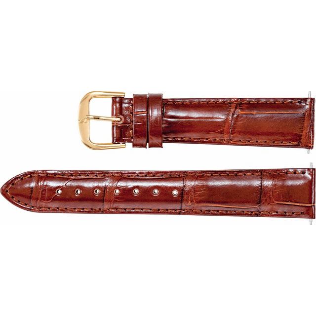 Cognac GENUINE LOUISIANA ALLIGATOR PADDED WATCH BAND