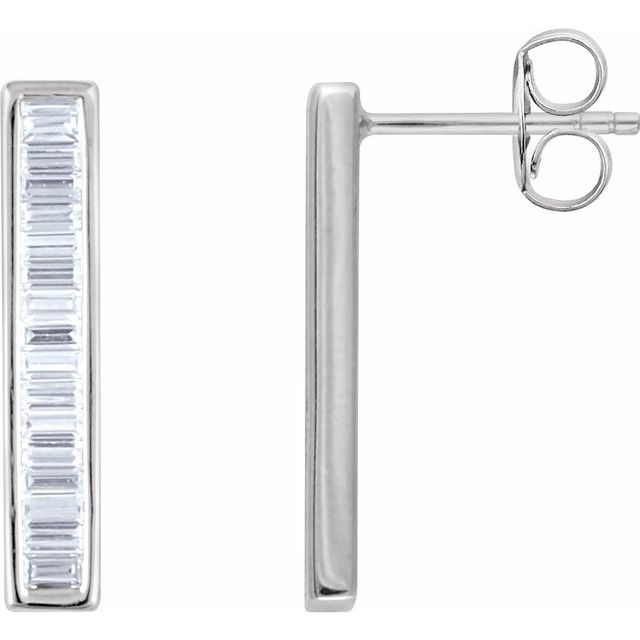 ½ CTW BAGUETTE BAR EARRINGS