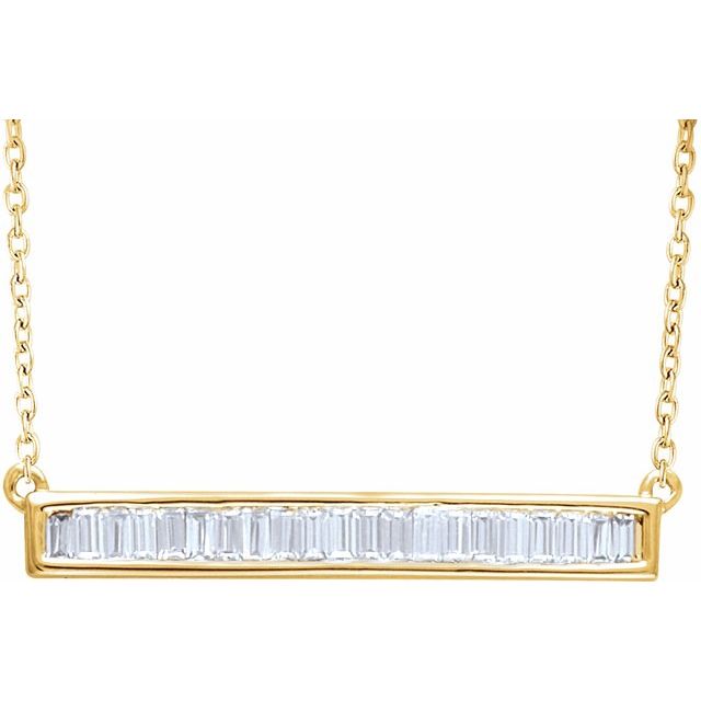 1/2 CTW BAGUETTE BAR NECKLACE