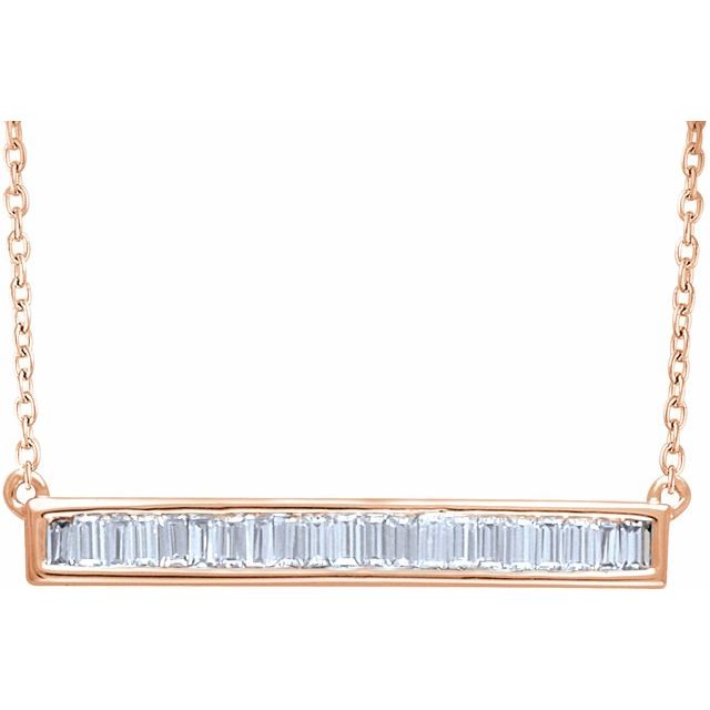 1/2 CTW BAGUETTE BAR NECKLACE