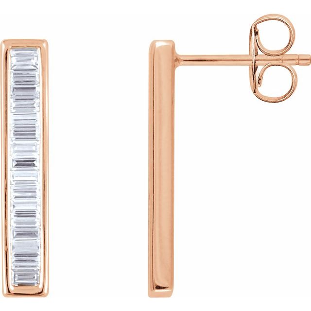 ½ CTW BAGUETTE BAR EARRINGS