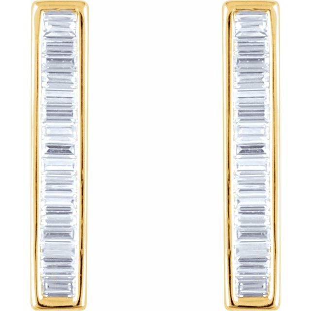 ½ CTW BAGUETTE BAR EARRINGS