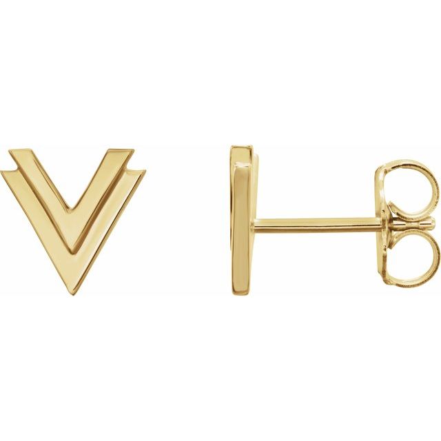 14K DOUBLE V EARRINGS - Yellow Gold