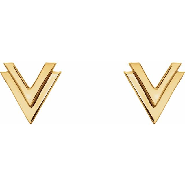 14K DOUBLE V EARRINGS - Yellow Gold