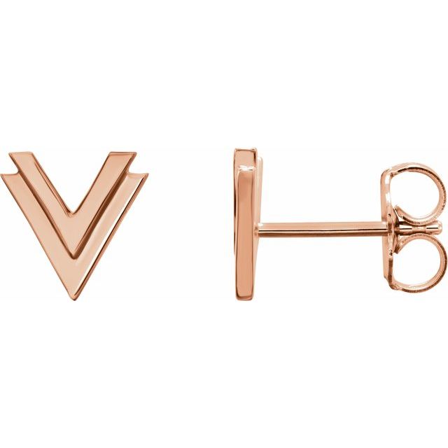 14K DOUBLE V EARRINGS - Rose Gold