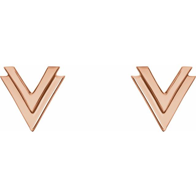 14K DOUBLE V EARRINGS - Rose Gold