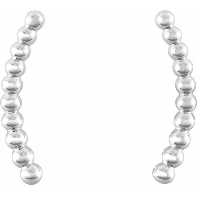 BEADED EAR CLIMBERS - White Gold