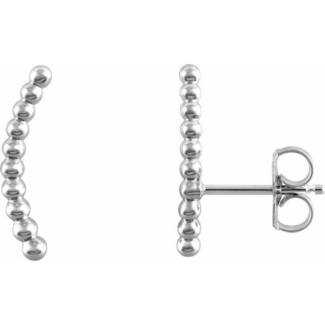 BEADED EAR CLIMBERS - White Gold