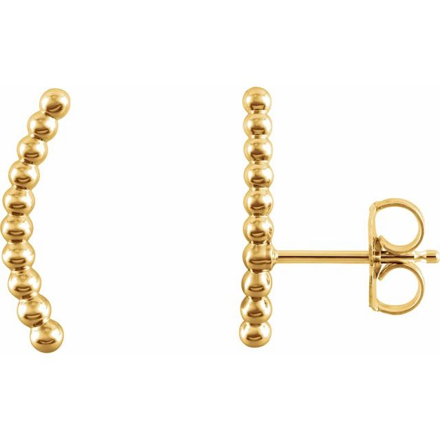 BEADED EAR CLIMBERS - Yellow Gold