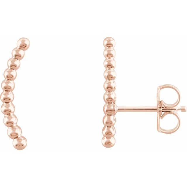BEADED EAR CLIMBERS - Rose Gold