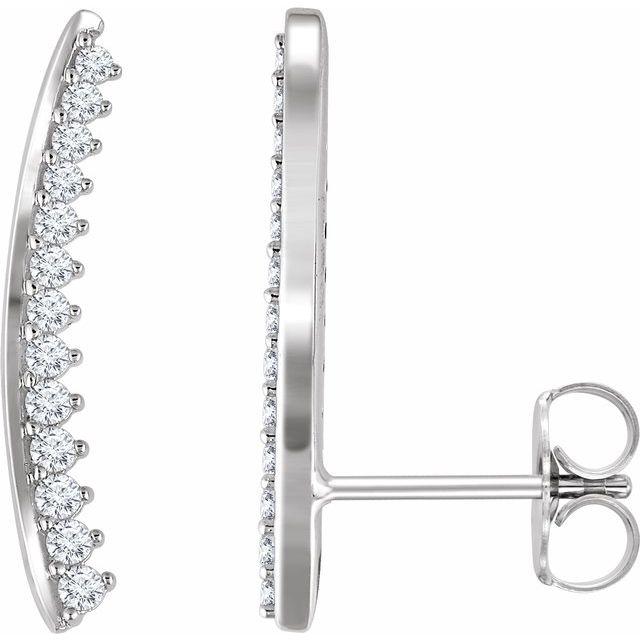 ⅓ CTW DIAMOND EAR CLIMBERS - 14K White Gold