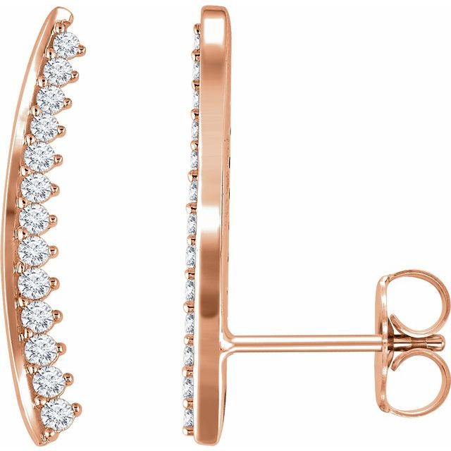 ⅓ CTW DIAMOND EAR CLIMBERS - 14K Rose Gold