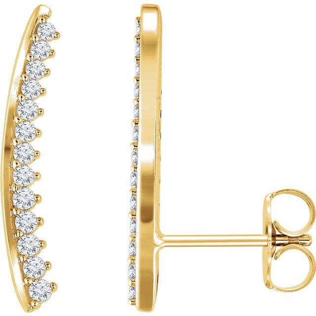 ⅓ CTW DIAMOND EAR CLIMBERS - 14K Yellow Gold