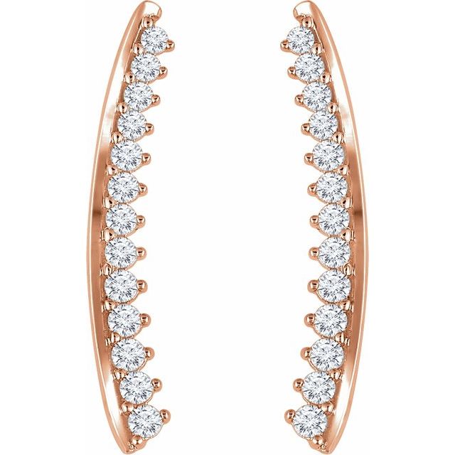 ⅓ CTW DIAMOND EAR CLIMBERS - 14K Rose Gold