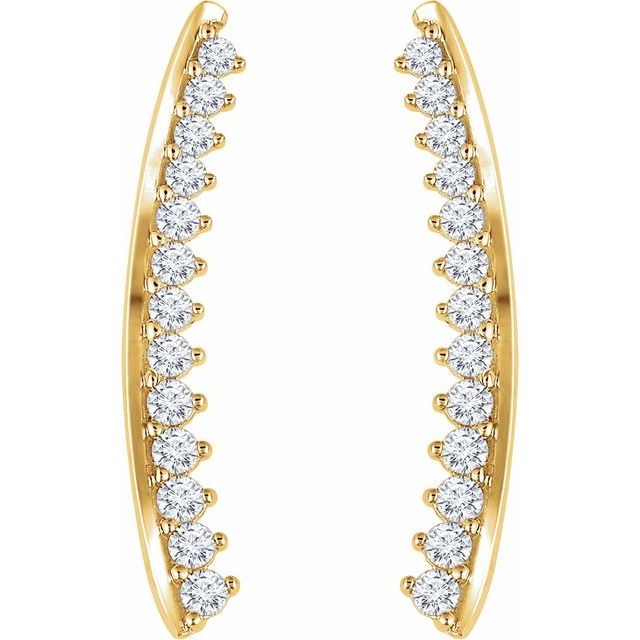 ⅓ CTW DIAMOND EAR CLIMBERS - 14K Yellow Gold
