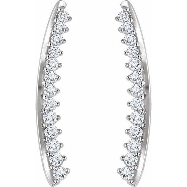 ⅓ CTW DIAMOND EAR CLIMBERS - 14K White Gold