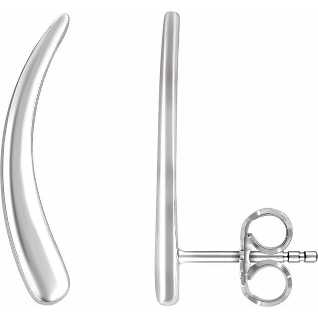 CURVED EAR CLIMBERS - 14K White Gold