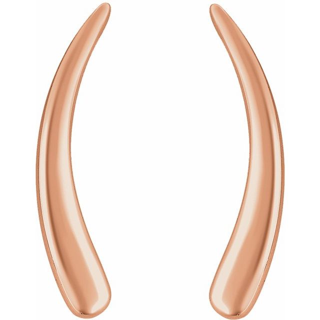 CURVED EAR CLIMBERS - 14K Rose Gold