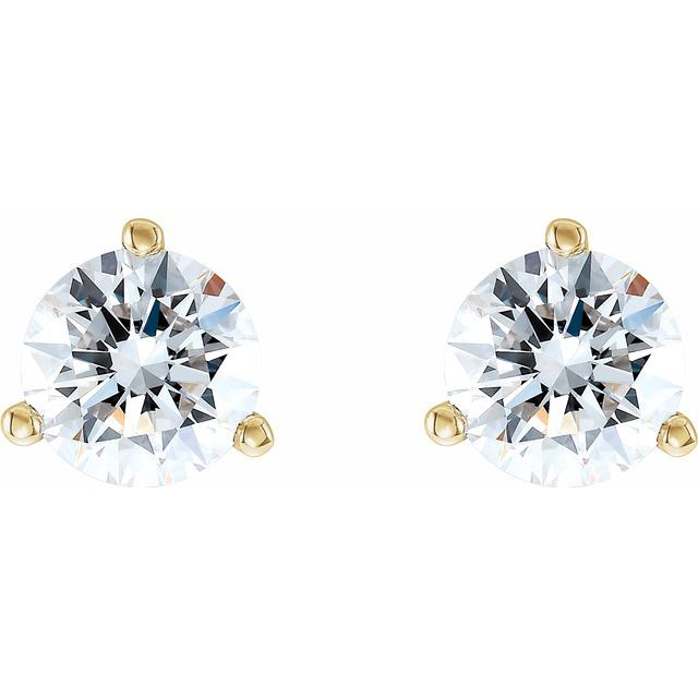 DIAMOND STUDS 3-PRONG MARTINI GLASS SETTING - 14K Yellow Gold