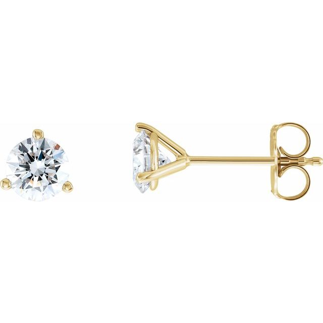 DIAMOND STUDS 3-PRONG MARTINI GLASS SETTING - 14K Yellow Gold