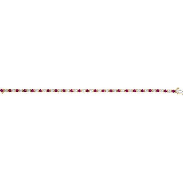 2 ⅓ CTW DIAMOND & RUBY TENNIS BRACELET - Yellow Gold
