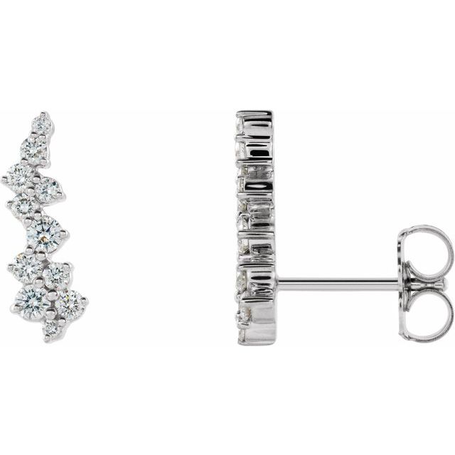 STAGGERED DIAMOND EAR CLIMBERS - 14K White Gold
