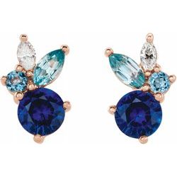 ABSTRACT MULTI-STONE EARRING - Rose Gold