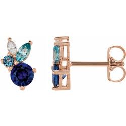 ABSTRACT MULTI-STONE EARRING - Rose Gold