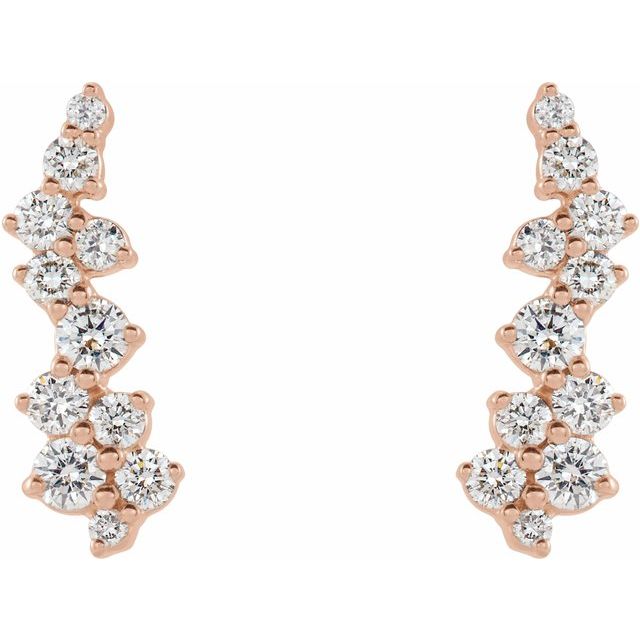 STAGGERED DIAMOND EAR CLIMBERS - 14K Rose Gold