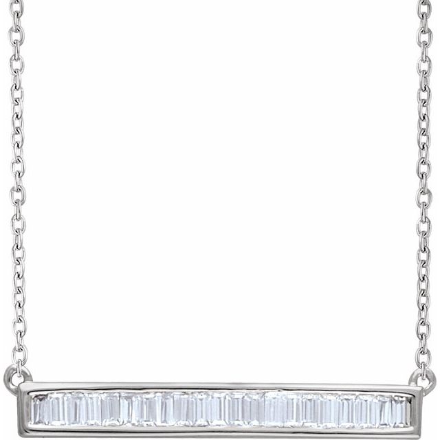 1/2 CTW BAGUETTE BAR NECKLACE