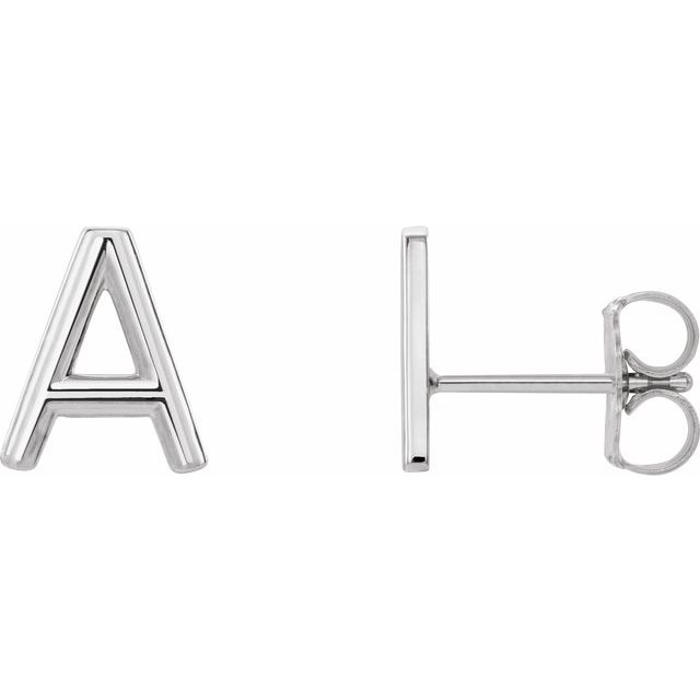 14K INITIAL EARRING - White Gold