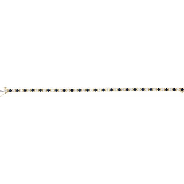 2 ⅜ CTW DIAMOND & BLUE SAPPHIRE TENNIS BRACELET - Yellow Gold