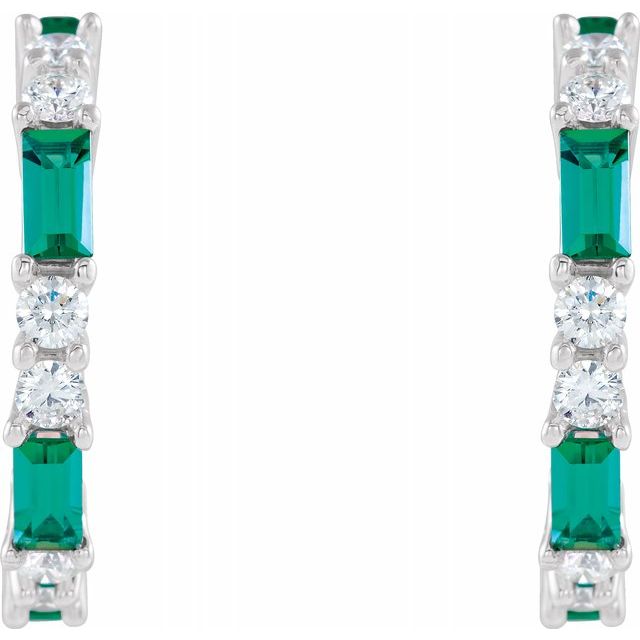 EMERALD AND DIAMOND HOOP EARRINGS