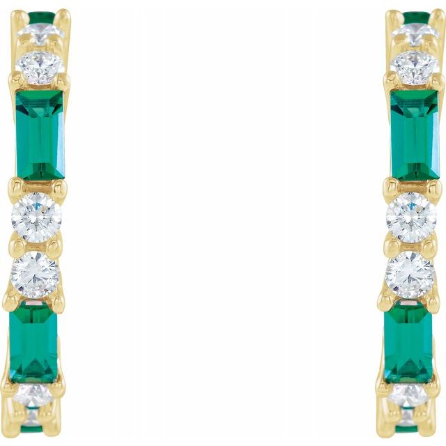EMERALD AND DIAMOND HOOP EARRINGS